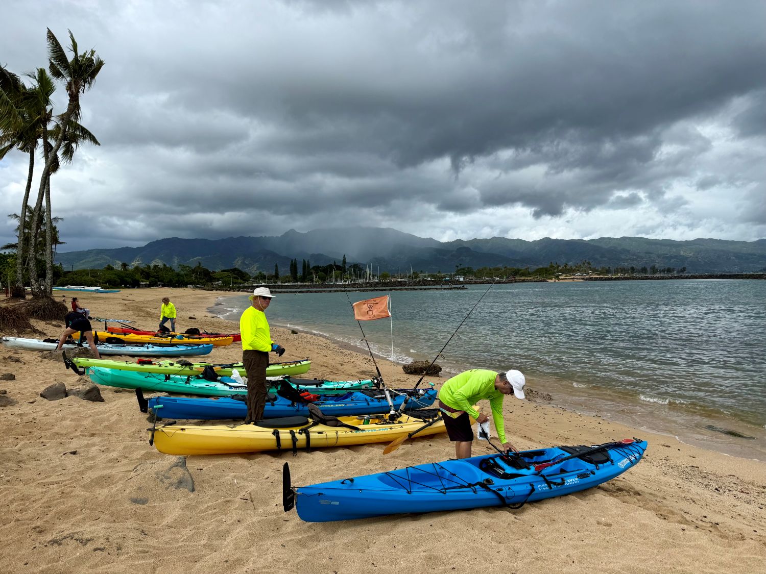 Kayaks on staged to launch at Haleiwa