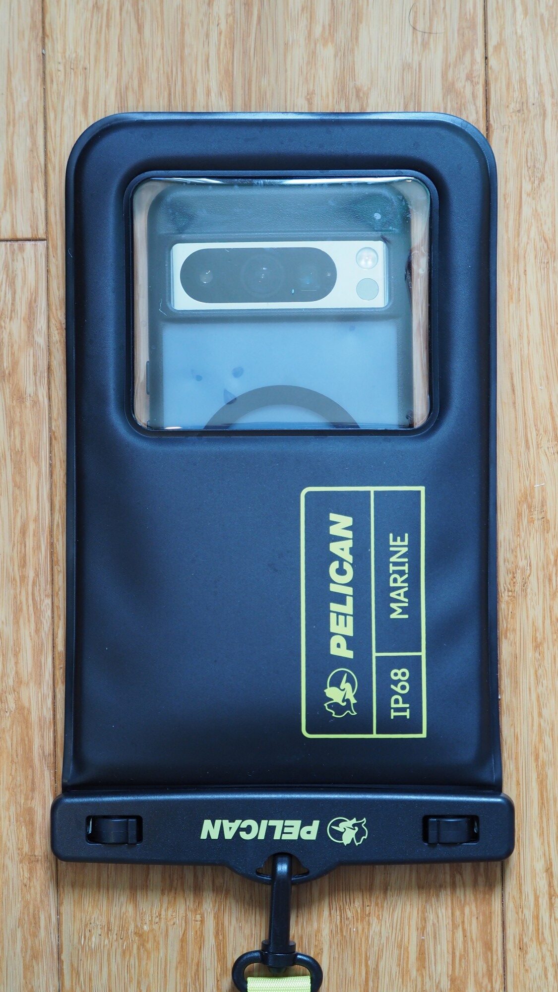Pixel 8 Pro in Pelican case lens side