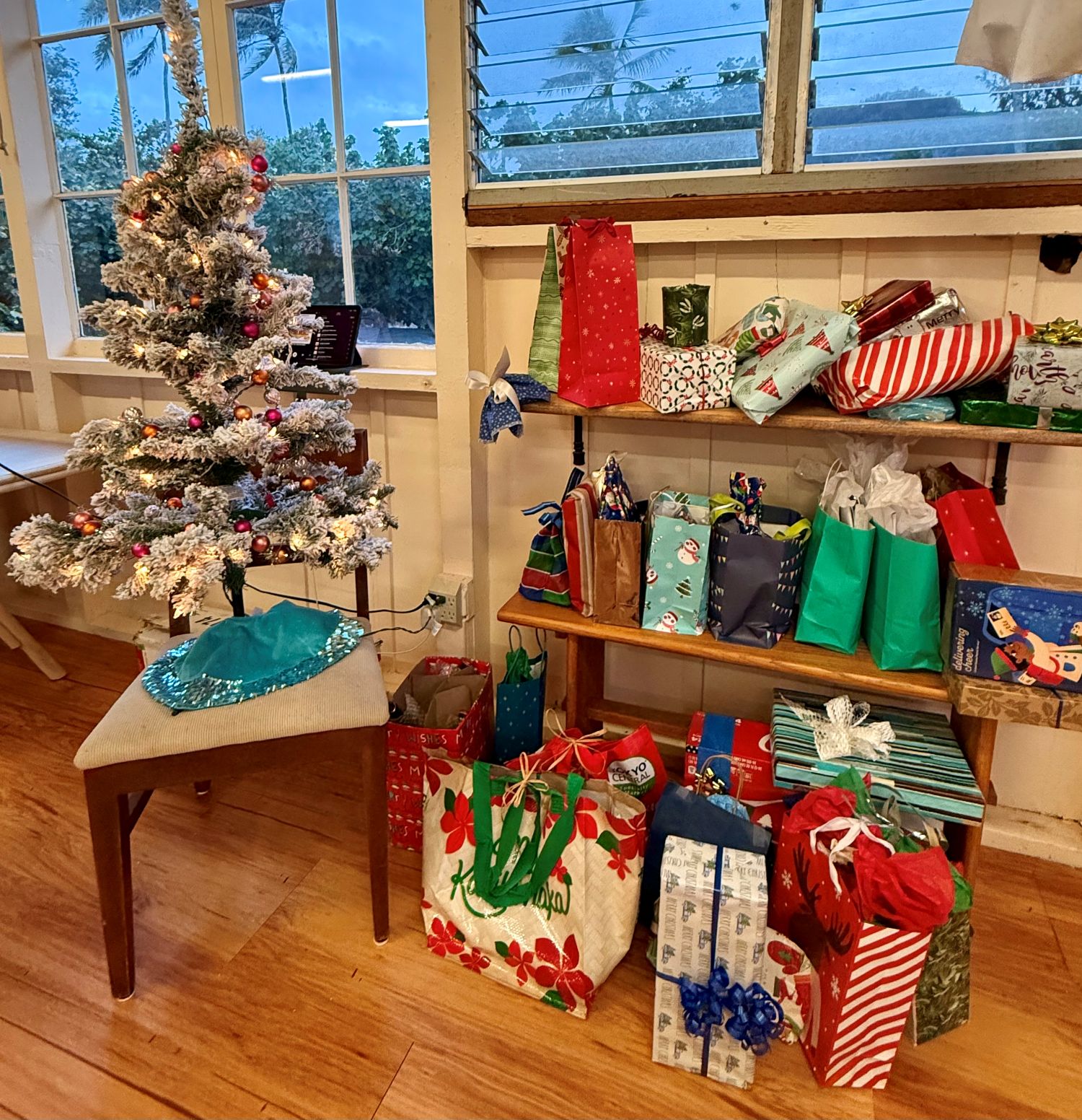 Christmas tree and grab bag gifts